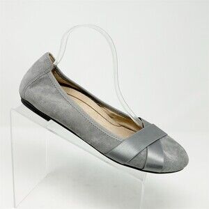 Vionic Spark Maria Ballet Flats Gray Crisscross Elastic Comfort Size 9.5 Wide